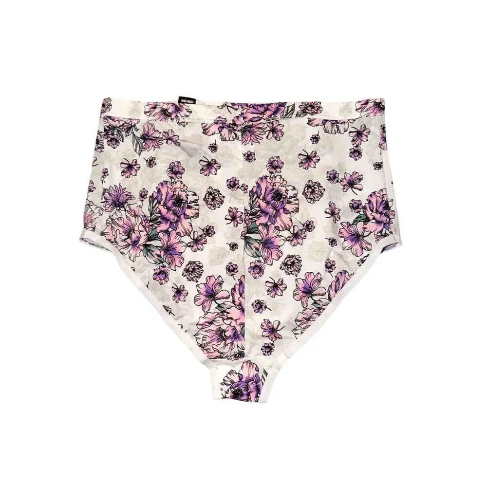 Torrid Curve Bralette And High Waist Panty Set Size 00 M Purple Floral New